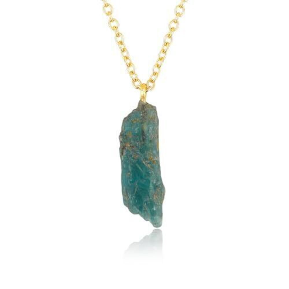 9420 Raw Green Kyanite Gemstone Necklace – Natural Crystal Pendant on 18K